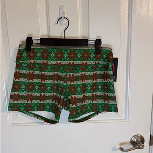 Festive Green and Red Patterned Women's Shorts NWT